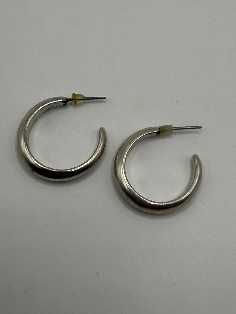 Vintage Silver Tone Small Hoop Dangle Drop Statement Earrings